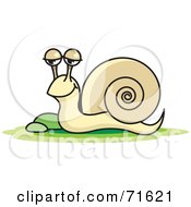 Royalty Free RF Clipart Illustration Of A Beige Snail On Grass by Lal Perera