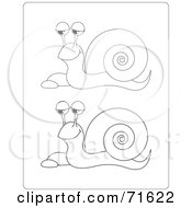 Royalty Free RF Clipart Illustration Of A Digital Collage Of Black And White Dotted Snails by Lal Perera