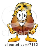 Basketball Mascot Cartoon Character Wearing A Helmet