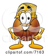 Poster, Art Print Of Basketball Mascot Cartoon Character Wearing A Helmet