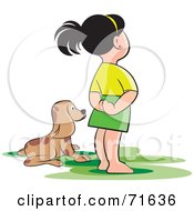 Poster, Art Print Of Girl Standing Beside Her Puppy