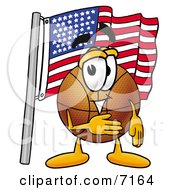 Poster, Art Print Of Basketball Mascot Cartoon Character Pledging Allegiance To An American Flag