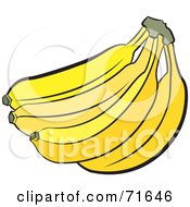 Royalty Free RF Clipart Illustration Of A Yellow Banana Bunch by Lal Perera