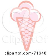 Royalty Free RF Clipart Illustration Of A Pink Waffle Ice Cream Cone by Lal Perera