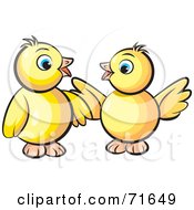Royalty Free RF Clipart Illustration Of Two Yellow Baby Birds