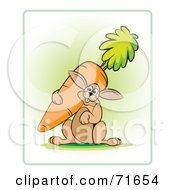 Poster, Art Print Of Happy Bunny Rabbit Carrying A Fat Carrot