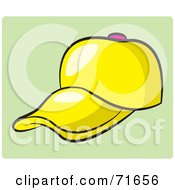 Royalty Free RF Clipart Illustration Of A Yellow Baseball Cap On Green by Lal Perera