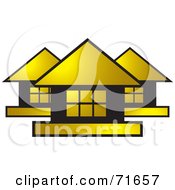 Royalty Free RF Clipart Illustration Of A Neighborhood Of Gold And Black Houses