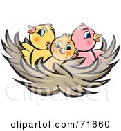 Royalty Free RF Clipart Illustration Of A Nest With Three Baby Birds by Lal Perera