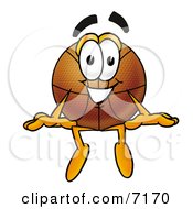 Clipart Picture Of A Basketball Mascot Cartoon Character Sitting
