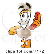 Bone Mascot Cartoon Character Holding A Telephone