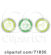 Digital Collage Of Three Green Plant Icon Buttons
