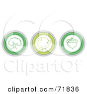 Royalty Free RF Clipart Illustration Of A Digital Collage Of Three Green Nature Icon Buttons