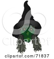 Creepy Green Witch With Long Hair by inkgraphics