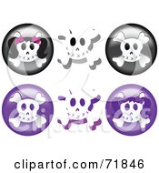 Royalty Free RF Clipart Illustration Of A Digital Collage Of Black And Purple Skull Icons by inkgraphics