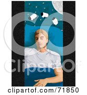 Poster, Art Print Of Man Sound Asleep With Three Sheep Above His Head