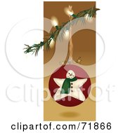 Poster, Art Print Of Illuminated Christmas Tree Branch With A Snowman Bauble