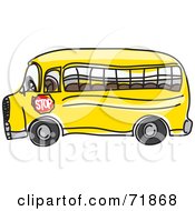 Poster, Art Print Of Side View Of An Empty School Bus With A Stop Sign On The Side