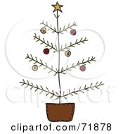 Royalty Free RF Clipart Illustration Of A Leafless Christmas Tree In A Pot