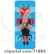 Royalty Free RF Clipart Illustration Of A Red She Devil On Blue by inkgraphics