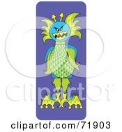 Poster, Art Print Of Evil Green And Blue Monster On Purple