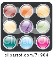 Royalty Free RF Clipart Illustration Of A Digital Collage Of Colorful Shiny Rounded Site Icon Buttons Version 3