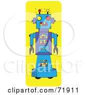 Royalty Free RF Clipart Illustration Of A Blue And Purple Robot On Yellow