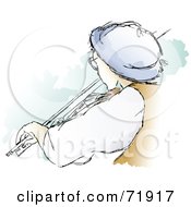 Royalty Free RF Clipart Illustration Of A Rear View Of A Fiddler Playing A Violin