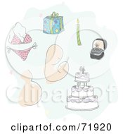 Royalty Free RF Clipart Illustration Of A Digital Collage Of Live Event Items Bikini Parenting Pregnancy Marriage Birthday by inkgraphics