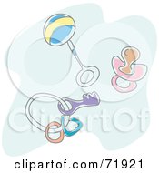 Poster, Art Print Of Baby Rattle Pacifier And Toys On A Ring