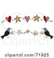 Poster, Art Print Of Crows Holding Up A Star Banner Also Includes One With Hearts
