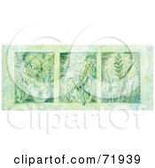 Royalty Free RF Clipart Illustration Of A Green Panel Of Botanical Leaves And Plants