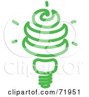 Royalty Free RF Clipart Illustration Of A Green Spiral Electric Light Bulb