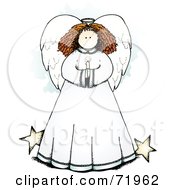 Royalty Free RF Clipart Illustration Of A Sweet Angel Holding A Candle With Stars by inkgraphics