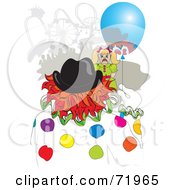 Royalty Free RF Clipart Illustration Of A Scared Girl Crying In Front Of A Clown With A Balloon