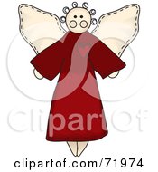 Poster, Art Print Of Folk Styled Angel In A Red Gown