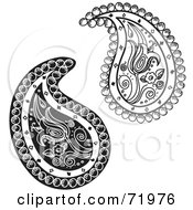 Poster, Art Print Of Digital Collage Of Two Black And White Floral Paisley Designs