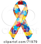 Royalty Free RF Clipart Illustration Of A Colorful Jigsaw Puzzle Piece Autism Awareness Ribbon by inkgraphics #COLLC71979-0143