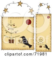 Poster, Art Print Of Digital Collage Of Folk Christmas Crow Hanging Door Signs