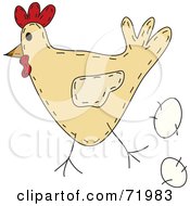 Folk Art Chicken With An Egg