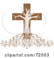 Royalty Free RF Clipart Illustration Of A Deeply Rooted Crucifix Tree by inkgraphics #COLLC72003-0143