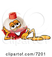 Clipart Picture Of A Fishing Bobber Mascot Cartoon Character Resting His Head On His Hand by Toons4Biz