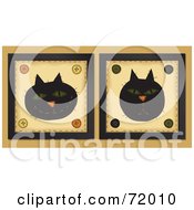 Poster, Art Print Of Happy And Grumpy Black Cat Face Tiles