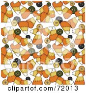 Royalty Free RF Clipart Illustration Of A Background Of Candy Corn And Buttons On White by inkgraphics