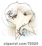 Royalty Free RF Clipart Illustration Of A Folk Star With Berry Vines And Wire Version 2
