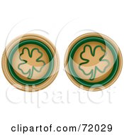 Poster, Art Print Of Digital Collage Of Two Beige And Green Clover Buttons