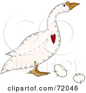 Folk Art Goose With A Heart And Eggs