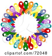 Royalty Free RF Clipart Illustration Of A Colorful Awareness Ribbon Wreath by inkgraphics #COLLC72048-0143