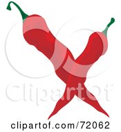 Royalty Free RF Clipart Illustration Of Two Crossed Red Hot Peppers