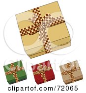 Poster, Art Print Of Digital Collage Of Four Gift Boxes With Checkered Red Bows